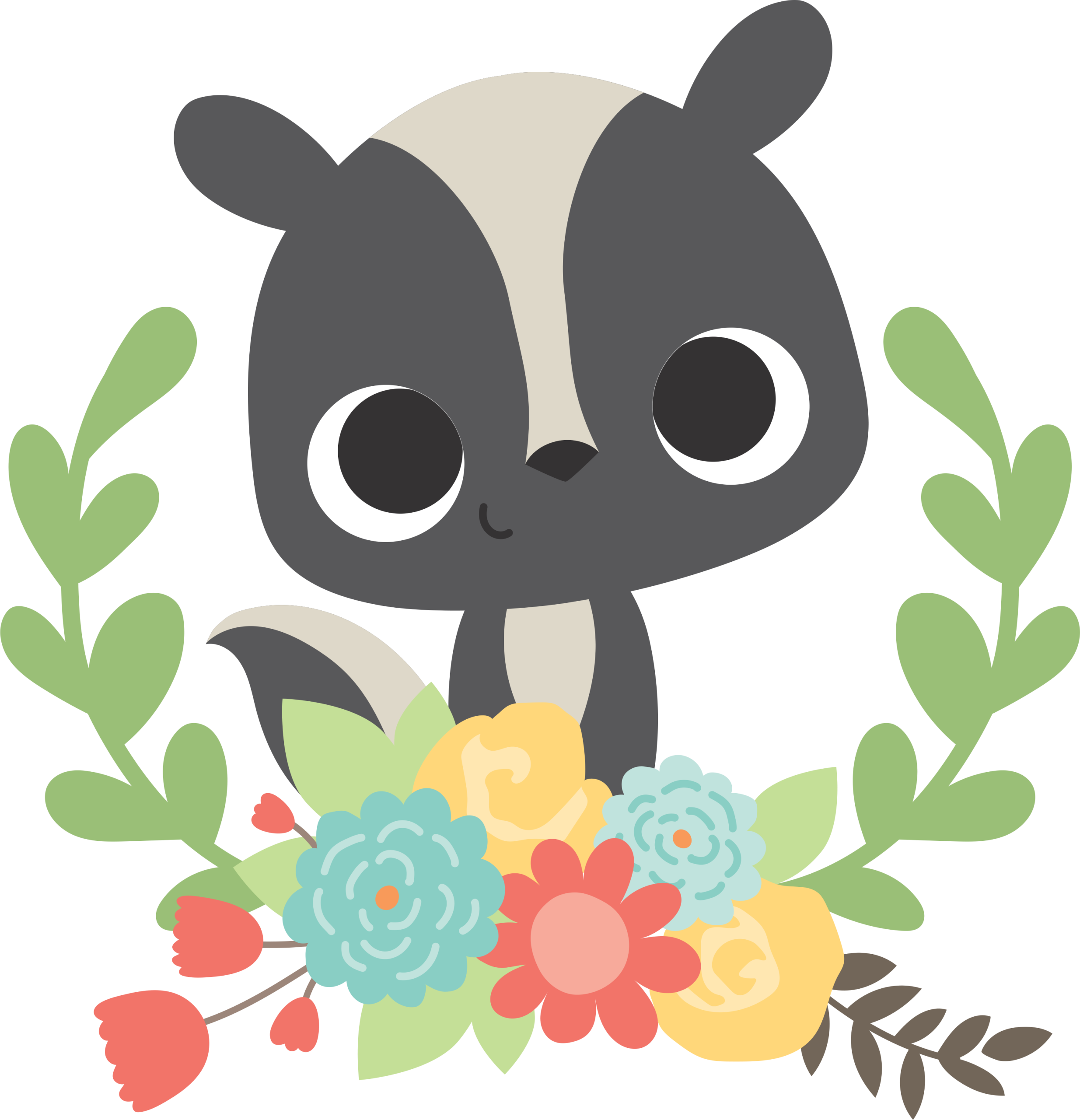 Skunk Squirrel Raccoon Fox Forest Friends 9pc Set - Clip Art (2469x2560)