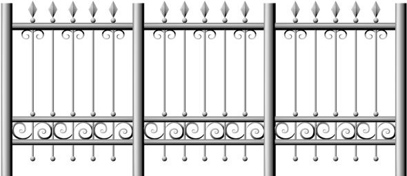 Transparent Iron Fence Png Clipart - Wrought Iron Fence Transparent Clipart (600x268)