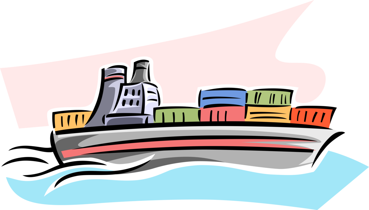 Cargo Ship Royalty Free Vector Clip Art Illustration - Cargo Shipclipart (1231x700)