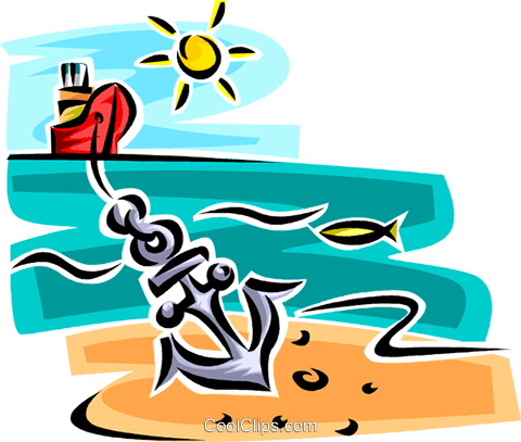 Ship With An Anchor Royalty Free Vector Clip Art Illustration - Ship With An Anchor Royalty Free Vector Clip Art Illustration (480x407)