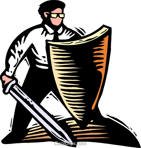 Business Man With Shield Royalty Free Vector Clip Art - Man With A Shield (458x480)