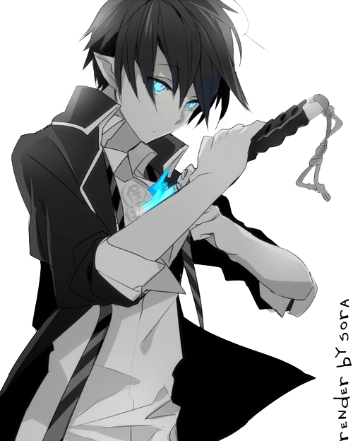 Anime Boy Png Transparent - Aoi No Exorcist Rin (500x624)