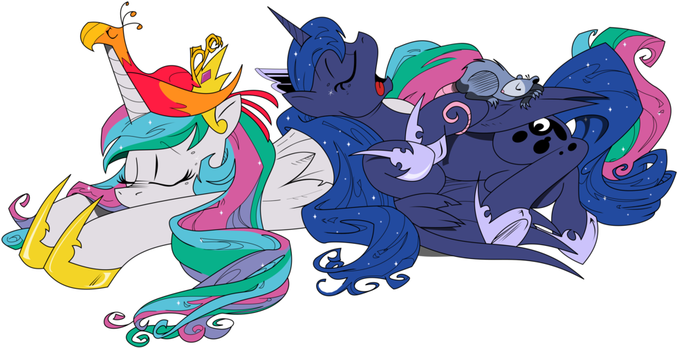 Celestia And Luna Sleeping By Brunursus - Celestia And Luna Sleeping (1024x583)