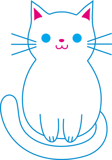 Chubby White Cat - Easy Cat To Draw (385x550)