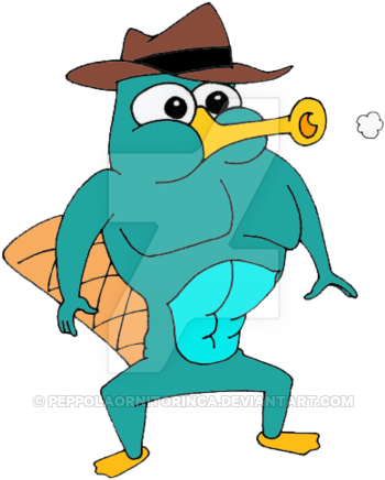 Perry Practise Body Building By Peppolaornitorinca - Cartoon (400x496)