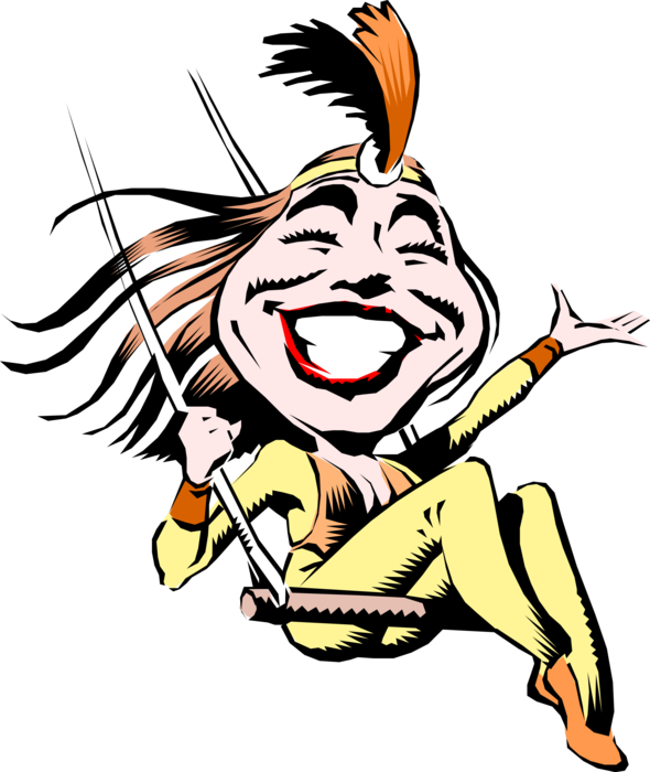 Vector Illustration Of Carnival Or Amusement Park Fairground - Acrobat Cartoon (590x700)