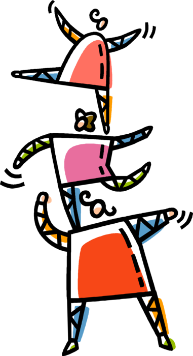 Vector Illustration Of Big Top Circus Aerialist Acrobats - Sociale Vaardigheden (381x700)