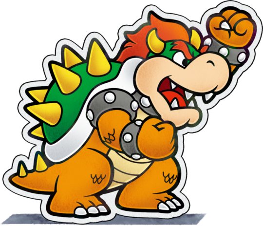 A Flat Koopa King Who's Still Amazing - Mario And Luigi Paper Jam Paper Bowser (540x464)