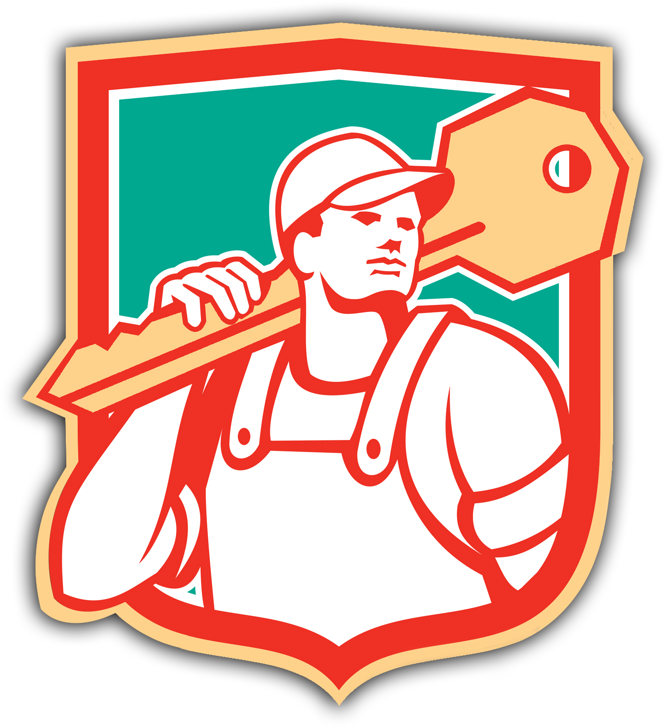 Ontario Lock N Key - Locksmith Carry Key Shield Retro Card (1338x1476)