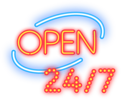 24 Hour Car Locksmith - Transparent Neon Open Sign (404x330)