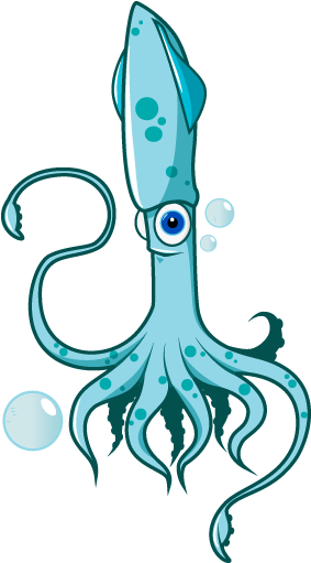 Squid Png - Blue Squid Logo (407x599)