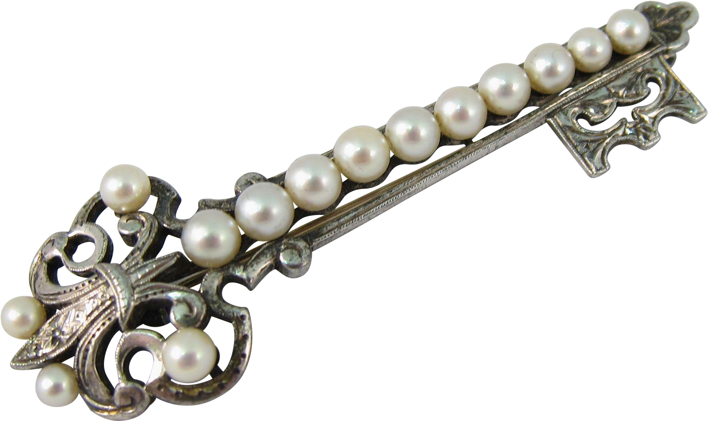 Vintage Sterling Silver Mikimoto Cultured Pearls Key - Vintage Sterling Silver Mikimoto Cultured Pearls Key (1416x1416)