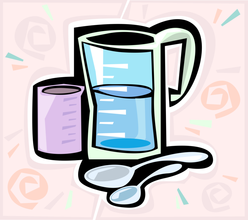 Vector Illustration Of Kitchen Measuring Cups With - Measuring Cups And Spoons Cartoon (791x700)