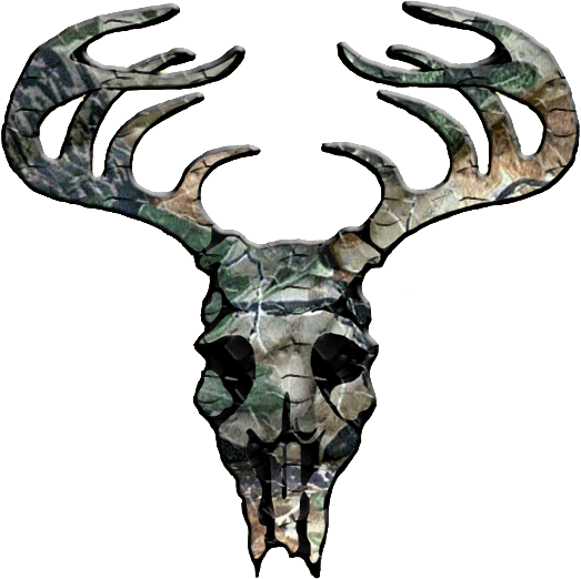 Free White Tailed Deer Clipart - Camo Deer Skull Tattoo (523x522)