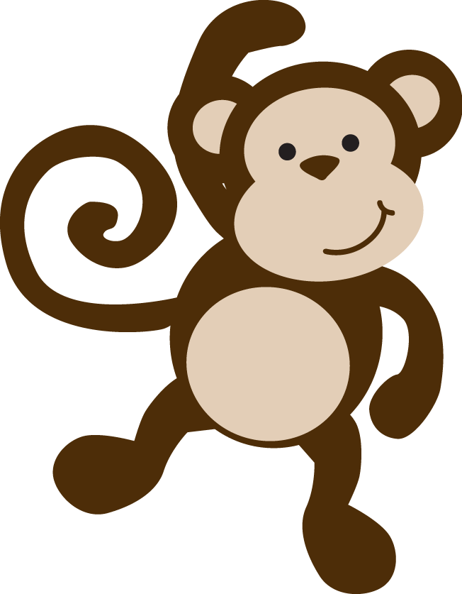 Cute Jungle Animal Clip Art Digital Clipart Baby Monkey, - Baby Monkey Template (652x837)