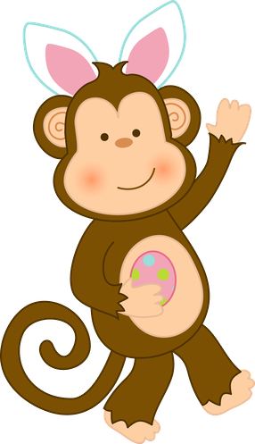 Easter Jungle Animals Clipart 012 - Happy Easter Monkey Bunny (286x497)