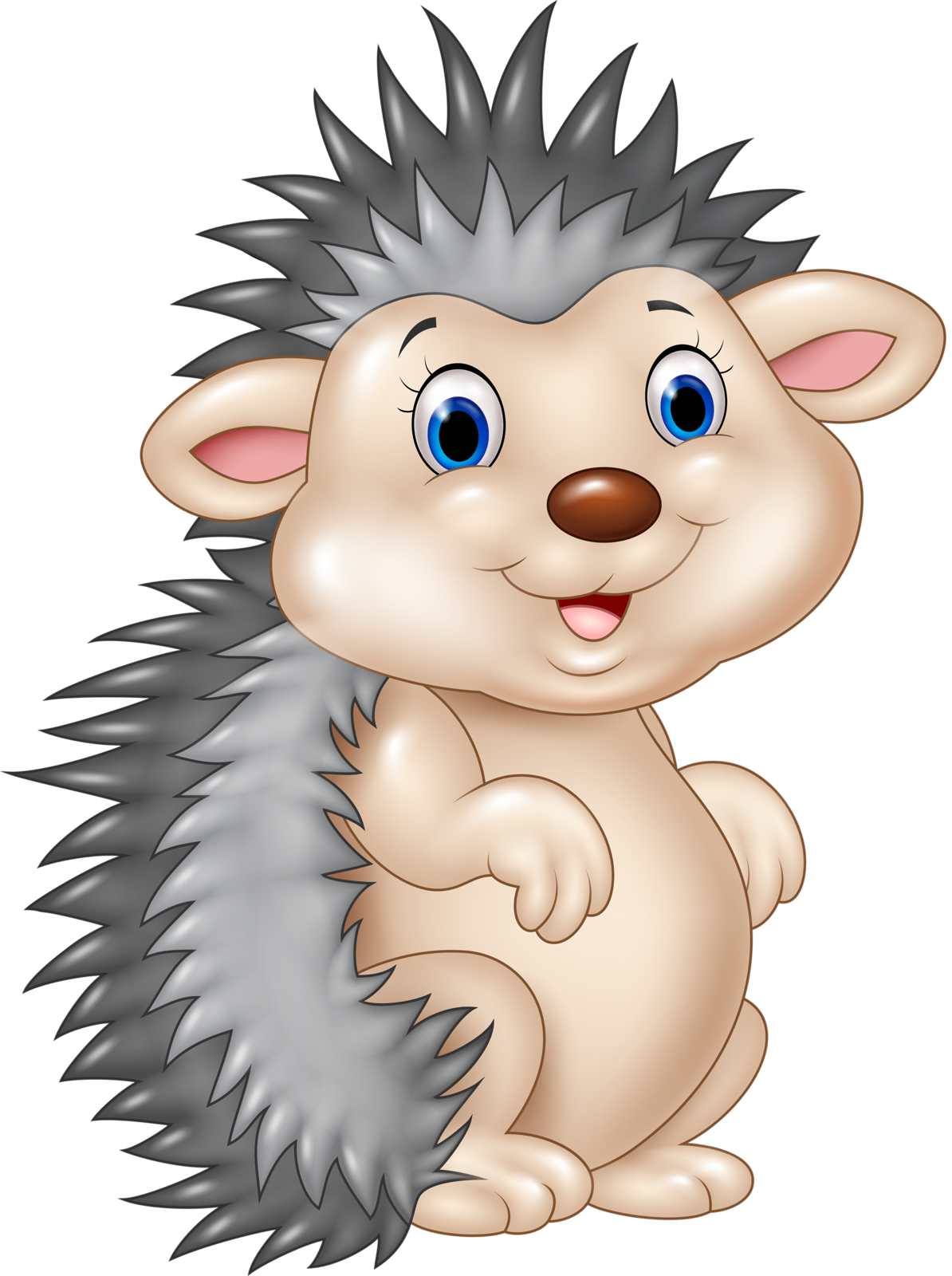 Baby Animal Clipart Wooden - Hedgehog Cartoon (1194x1600)