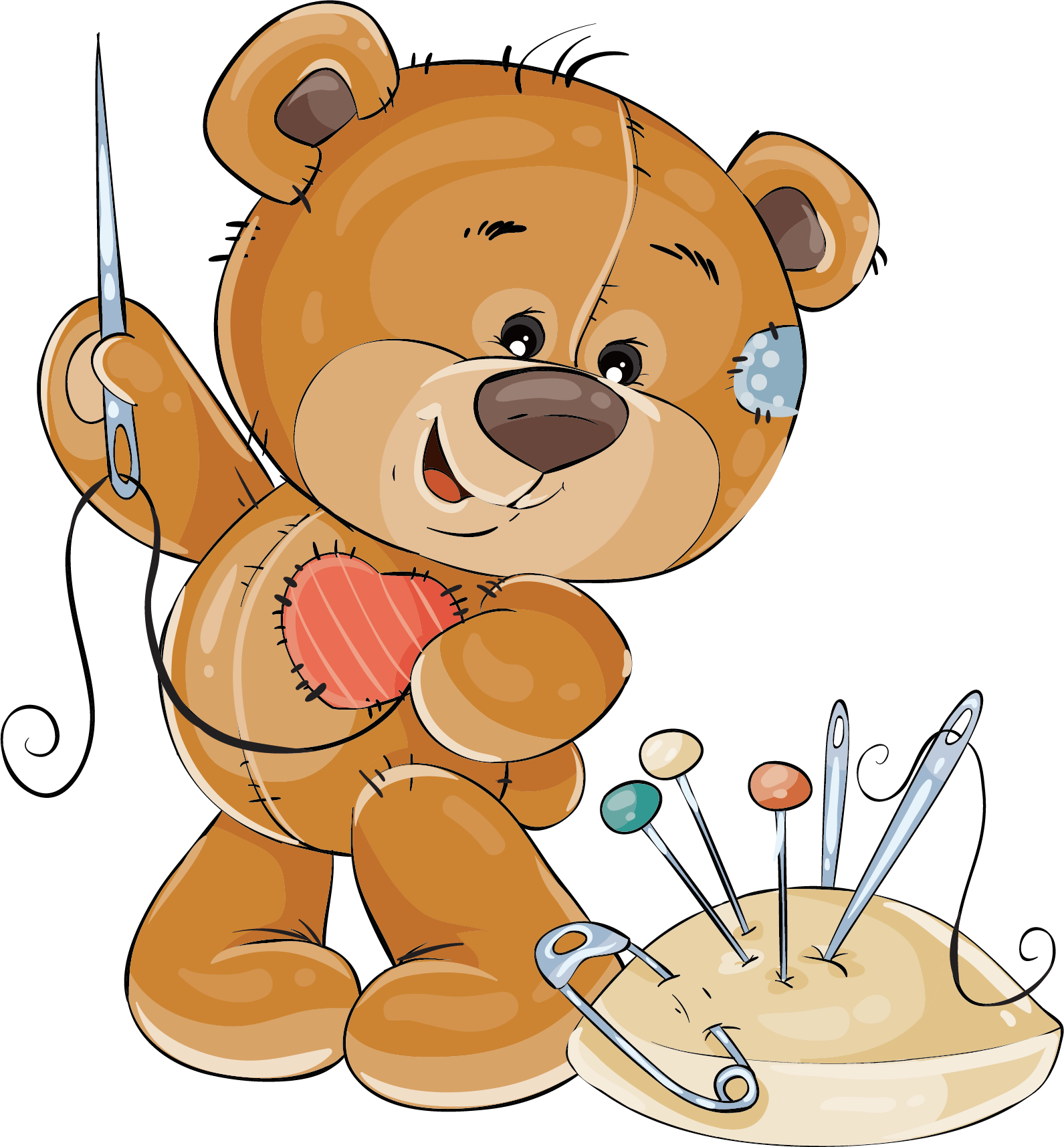 Teddy Bear Sewing Clip Art - Bear Sewing Clip Art (1591x1715)