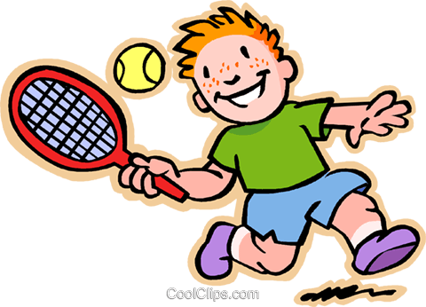 Children At Play, Kids, Playing Tennis Royalty Free - Hit Clipart (480x346)