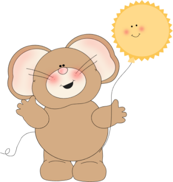 Mouse And Sunshine Balloon - Mouse With Balloon Clipart (348x366)