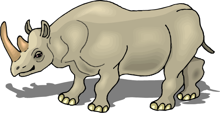 Rhino Clipart Animal Shadow - Black Rhinoceros (750x386)