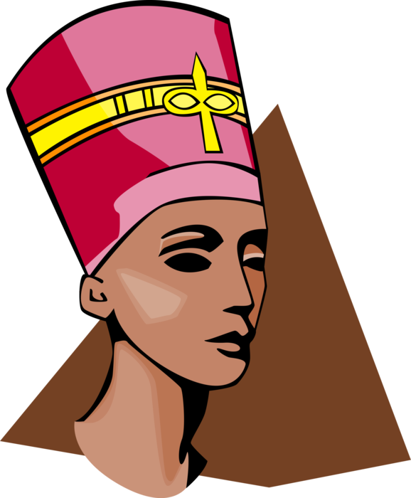 Vector Illustration Of Ancient Egypt Nefertiti Bust - Vector Illustration Of Ancient Egypt Nefertiti Bust (578x700)