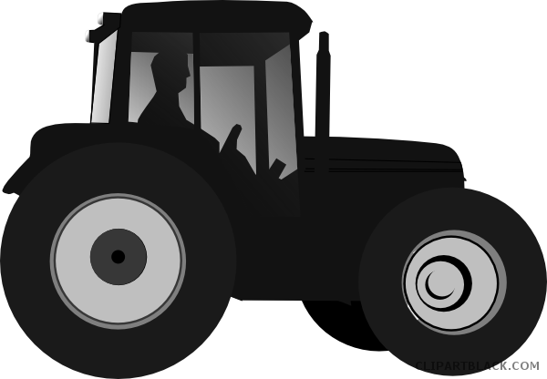 Gray Tractor Transportation Free Black White Clipart - Tractor Clip Art (600x416)