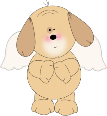 Winking Puppy Angel - Dog With Angel Wings (378x409)