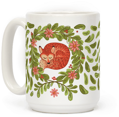 Sleeping Fox Wreath - Coffee Cup (484x484)