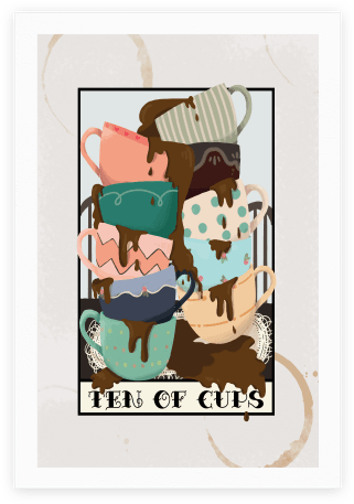 Ten Of Cups Tarot Card Poster - Ten Of Cups (coffee) Tarot Card T-shirt: Funny T-shirt (484x484)