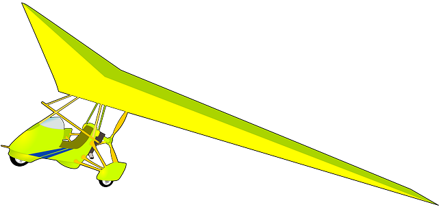 Yellow Microlight, Fly, Plane, Airplane, Glider, Yellow - Microlight Clipart (640x320)