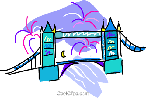London Bridge Royalty Free Vector Clip Art Illustration - London Bridge Cartoon (480x325)