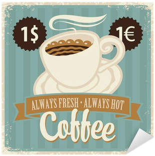Banner With Coffee Cup In Retro Style Sticker • Pixers® - Java Coffee (400x400)