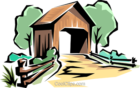 Covered Bridge Royalty Free Vector Clip Art Illustration - Covered Bridge Royalty Free Vector Clip Art Illustration (480x304)