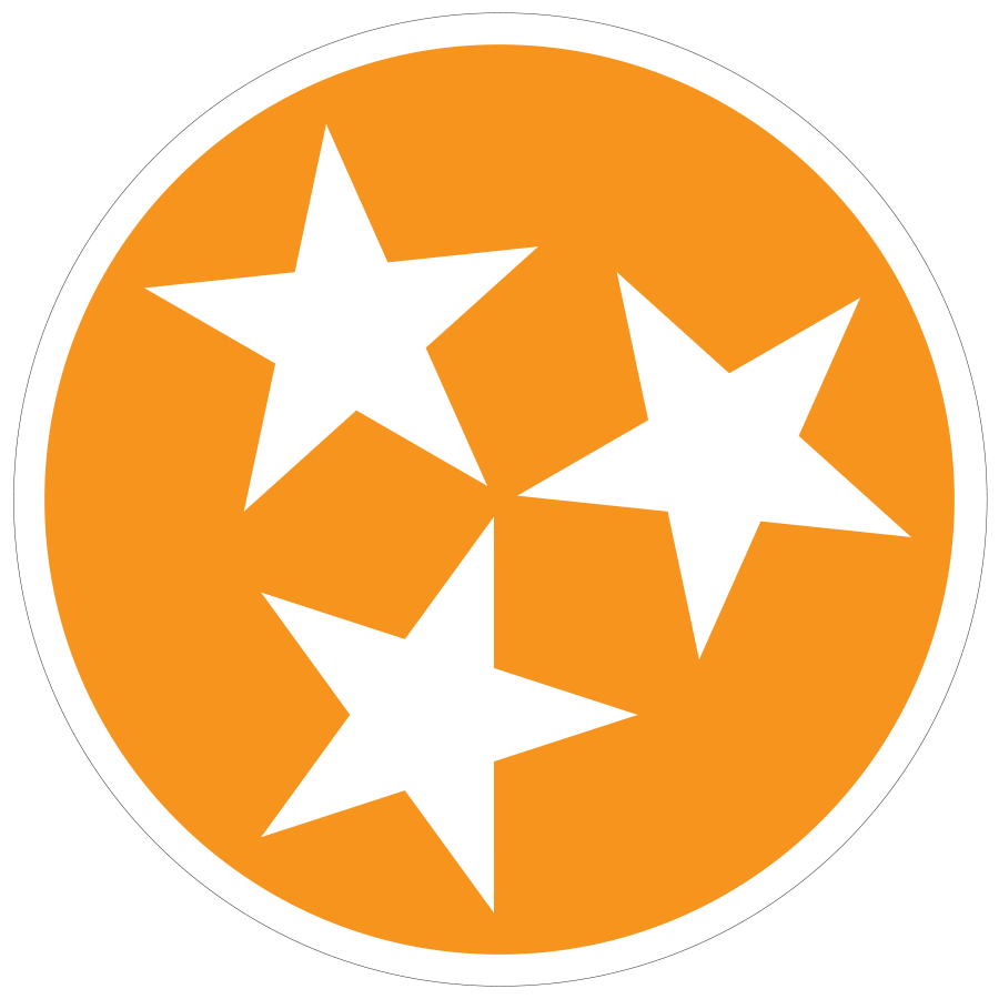 Orange Tri-star 3 Inch All Weather Sticker - Tennessee State Flag Stars (900x900)