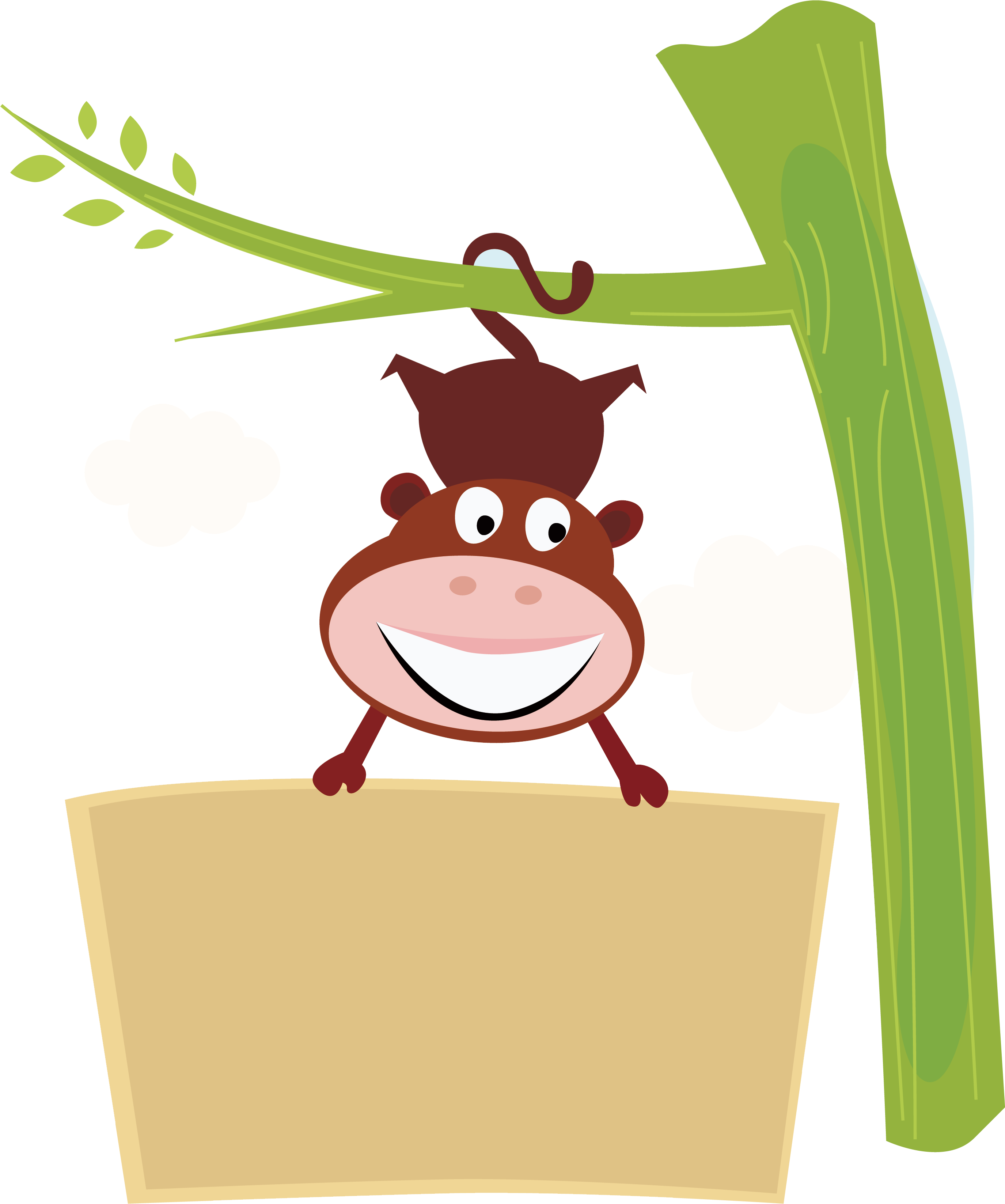 Chimpanzee Monkey Clip Art - Happy Cute Monkey Original Art Rectangular Belt Buckle, (2896x3485)