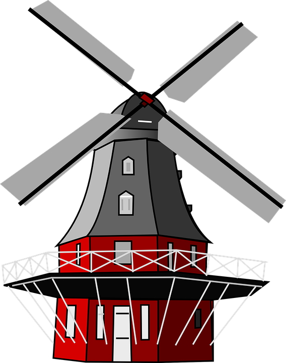 Mill Clipart Windmill - Dutch Windmill Vector Png (568x720)