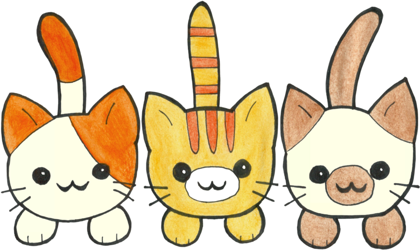 Three Cute Kittens By Paintedfairytale - Three Kittens Cartoon (1024x620)