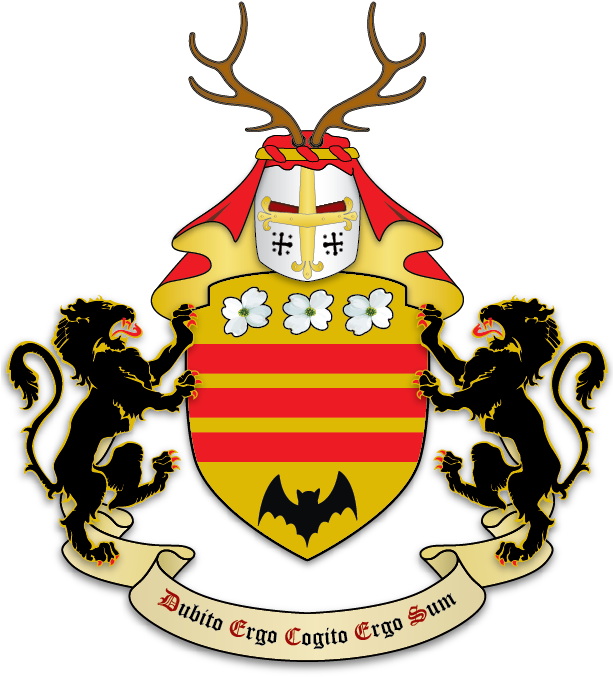 Or, Three Bars Gules, In Chief Three Dogwood Blossoms - Crusader Coat Of Arms (612x792)