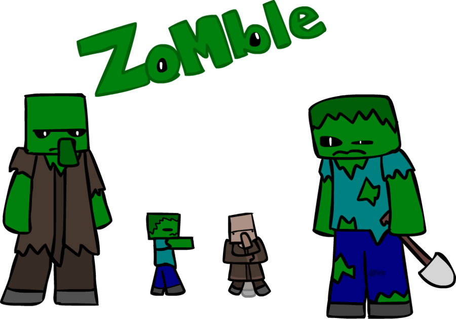 Zombie And Villager Zombie By Starman-omega - Minecraft (900x631)