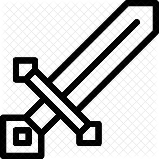 Minecraft Clipart Svg - Black And White Minecraft Sword Png (512x512)