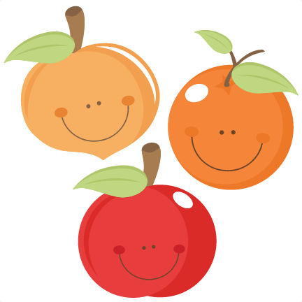 Cute Fruit Peach Apple Orange Scrapbook Cuts Svg Cutting - Cute Fruit Clip Art (432x432)