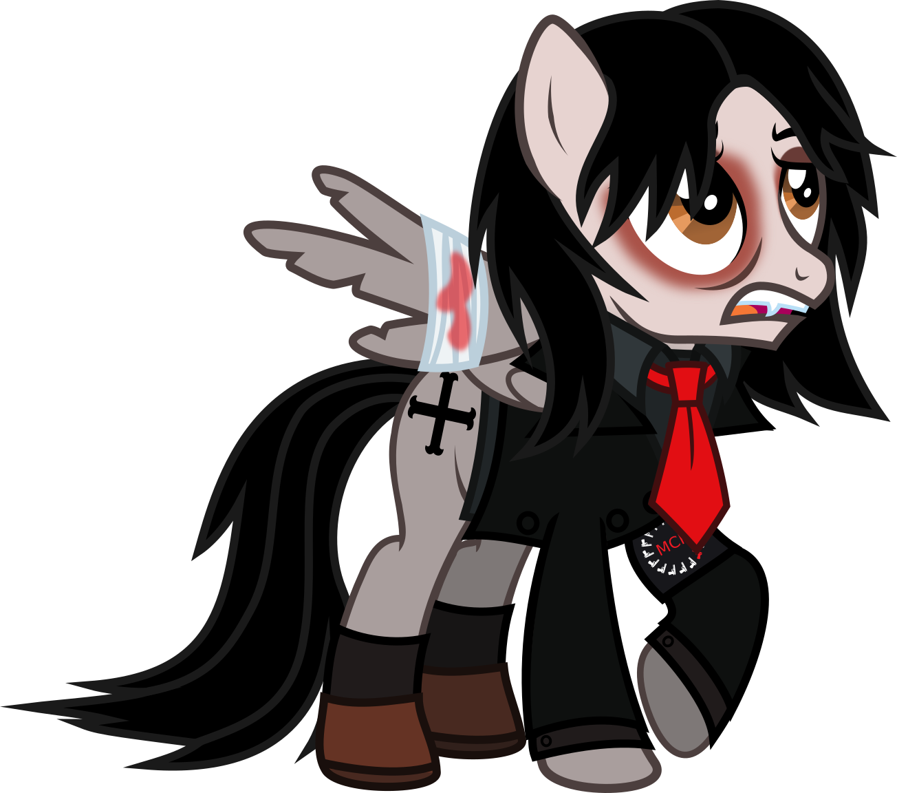 Lightningbolt, Bags Under Eyes, Bandage, Blood, Broken - Cartoon (1304x1152)