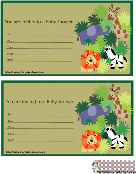 Safari Baby Shower Invitations Template Cimvitation - Animal Themed Baby Shower Invitations (568x735)