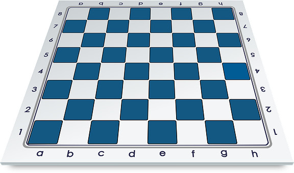 Chess Chess Board Board Blue Game White Sp - Blue And White Chess Board (576x340)