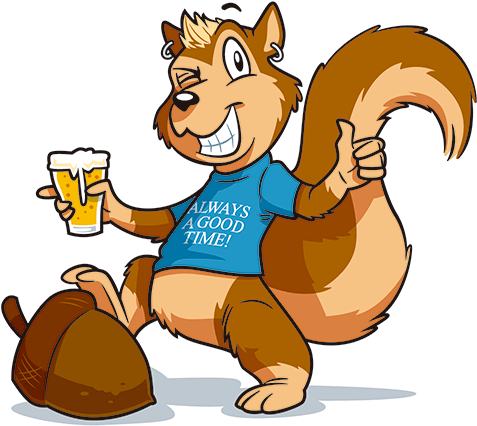 Nutty The Squirrel - Squirrel Cartoon With A Beer (950x500)
