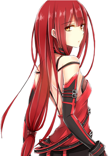 Free Anime Girl With Red Eyes And Black Hair Evil - Anime Girl With Red Hair  - (500x500) Png Clipart Download