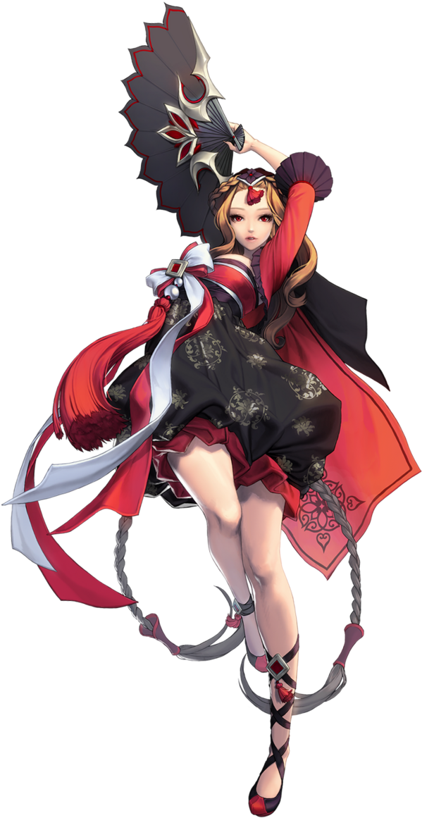 Edelyn Fan Folding Fan Full Body Highres Long Hair - 카오스 온라인 Png (658x1256)