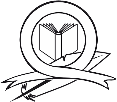 Book, Logo, Ribbon, Feather, Education - School Logo Clip Art (393x340)