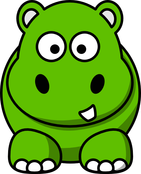 Green Cartoon Hippo (486x600)